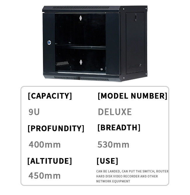 9U Netzwerkserver Schranke Rack Gehäuse Plexiglas Türschloss 400mm Tiefe, Wandmontage